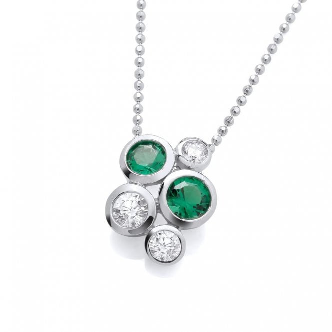 Sterling Silver Green CZ Bubble Necklace