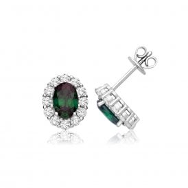 Sterling Silver Green CZ Earrings