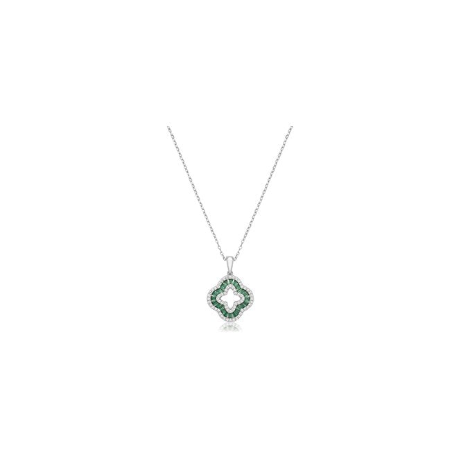 Lowry Sterling Silver Sterling Silver Green CZ Fancy Necklace