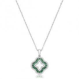 Sterling Silver Green CZ Fancy Necklace