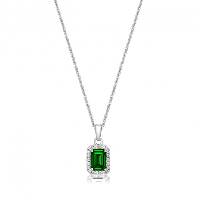 Lowry Sterling Silver Sterling Silver Green CZ Necklace