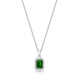 Sterling Silver Green CZ Necklace