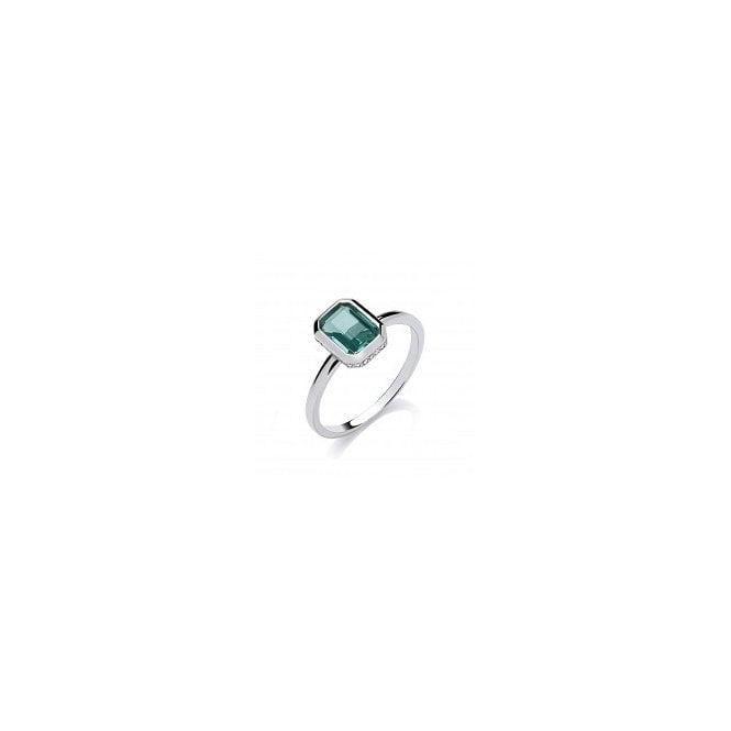 Lowry Sterling Silver Sterling Silver Green CZ Ring