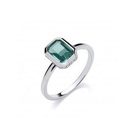 Sterling Silver Green CZ Ring