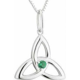 Sterling Silver Green Trinity Knot Necklace