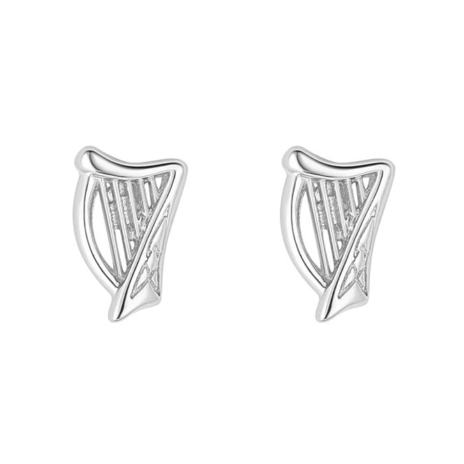 Irish Jewellery Sterling Silver Harp Stud Earrings
