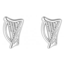 Sterling Silver Harp Stud Earrings
