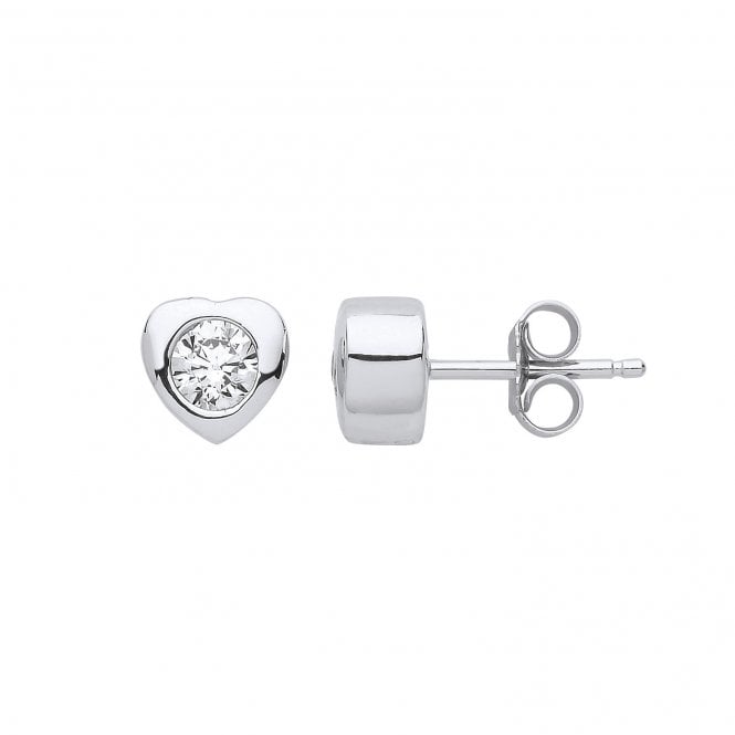 Lowry Sterling Silver Sterling Silver Heart CZ Stud Earrings