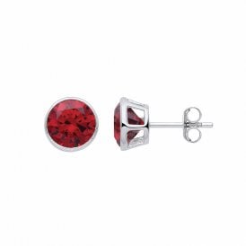 Sterling Silver Jan Birthstone Garnet 5mm Stud Earrings