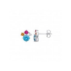 Sterling Silver Multi Colour Stud Earrings