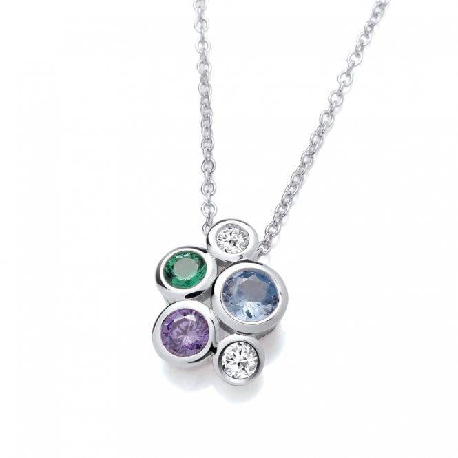 Lowry Sterling Silver Sterling Silver Mutli Colour Bubble Pendant & Chain