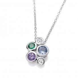 Sterling Silver Mutli Colour Bubble Pendant & Chain