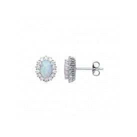 Sterling Silver Opal Stud Earrings