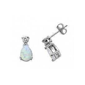 Sterling Silver Opal Stud Earrings