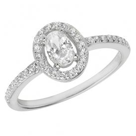 Sterling Silver Oval Halo CZ Ring