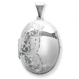 Sterling Silver Oval Locket & Chain