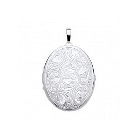 Sterling Silver Oval Locket & Chain