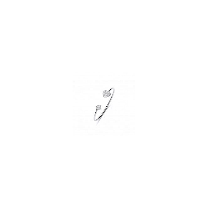 Lowry Sterling Silver Sterling Silver Pave Heart Baby Bangle