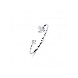 Sterling Silver Pave Heart Baby Bangle