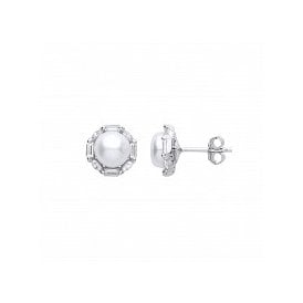 Sterling Silver Pearl Heart Earrings