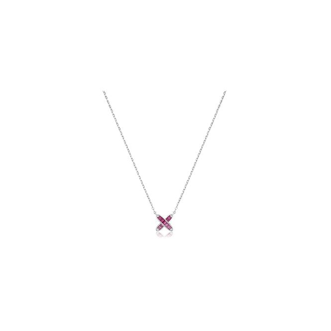 Lowry Sterling Silver Sterling Silver Pink CZ Necklace