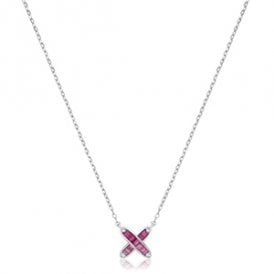 Sterling Silver Pink CZ Necklace