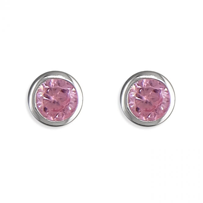 Lowry Sterling Silver Sterling Silver Pink CZ Stud Earrings
