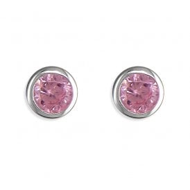 Sterling Silver Pink CZ Stud Earrings