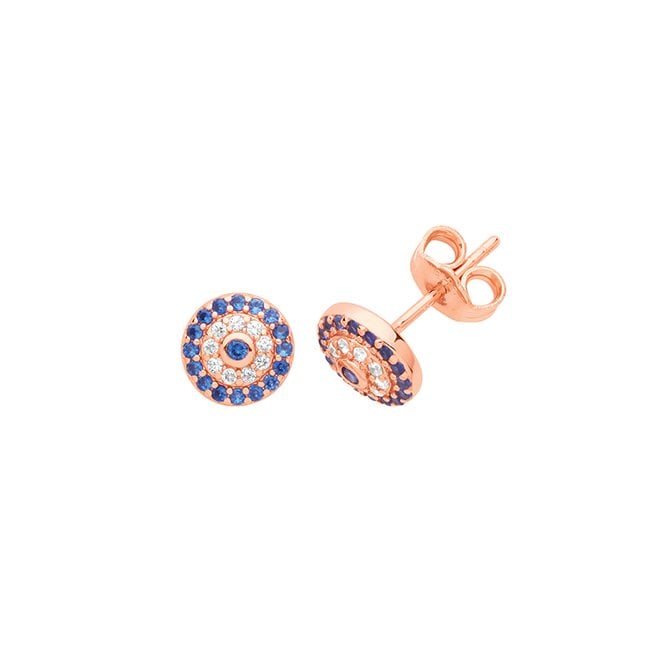 Lowry Sterling Silver Sterling Silver Rose Blue CZ Earrings