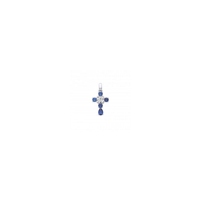 Lowry Sterling Silver Sterling Silver Sap & Cz Cross Necklace