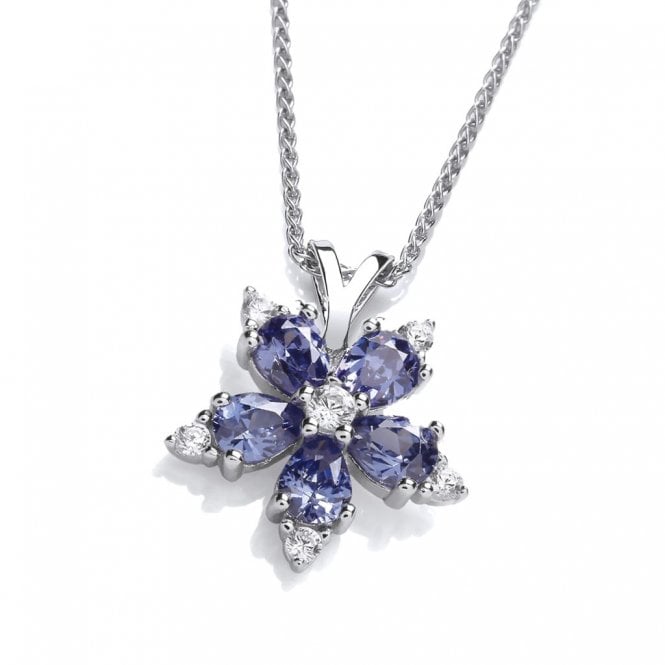 Lowry Sterling Silver Sterling Silver Tanz Cz Pendant & Chain
