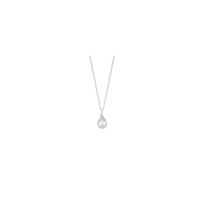Lowry Sterling Silver Sterling Silver Tear Drop CZ Necklace