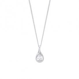 Sterling Silver Tear Drop CZ Necklace