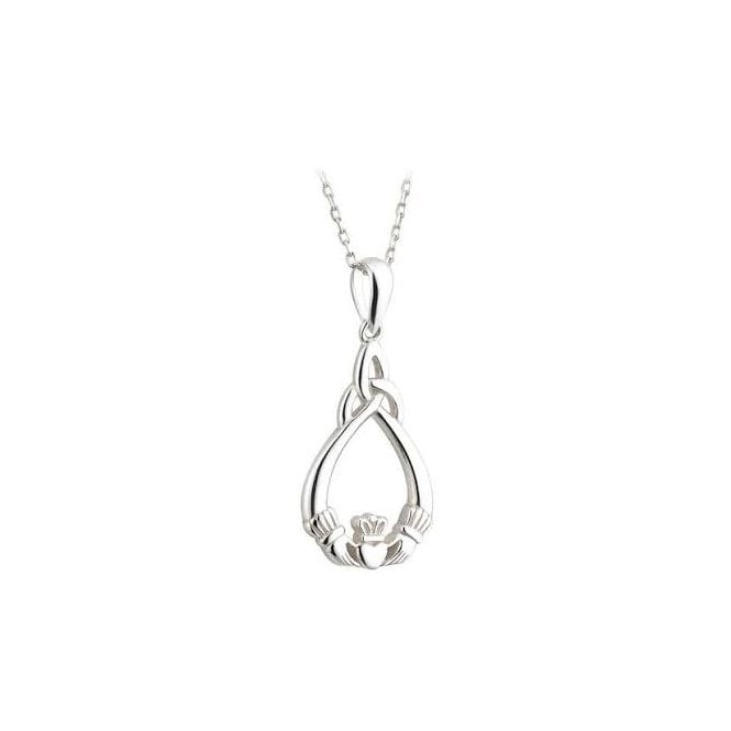 Irish Jewellery Sterling Silver Trinity Claddagh Necklace