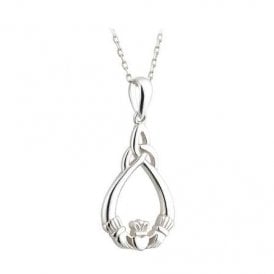 Sterling Silver Trinity Claddagh Necklace