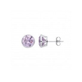 Sterling Silver Violet CZ Stud Earrings