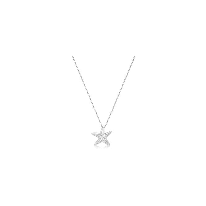 Lowry Sterling Silver Sterling SilverCZ Star Fish Necklace