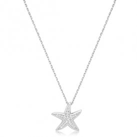 Sterling SilverCZ Star Fish Necklace
