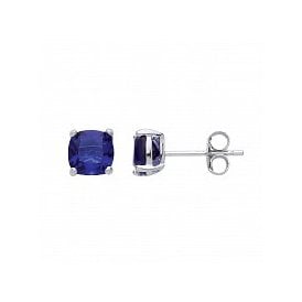 Sterling Siver 6mm cz Sapp Earrings