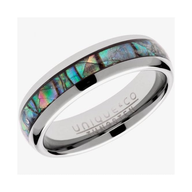 Unique Men's Jewellery Unique Jewellery Men's Tungsten Abalone Shell Ring TUR-99