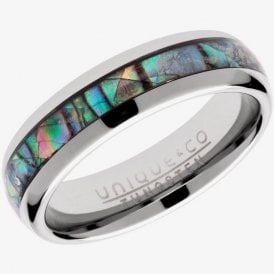 Unique Jewellery Men's Tungsten Abalone Shell Ring TUR-99