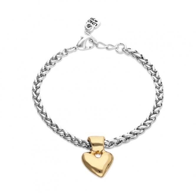 Uno De 50 Pulseras Chain Heart Beat Bracelet PUL2642OROMTL0M