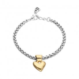 Uno De 50 Pulseras Chain Heart Beat Bracelet PUL2642OROMTL0M